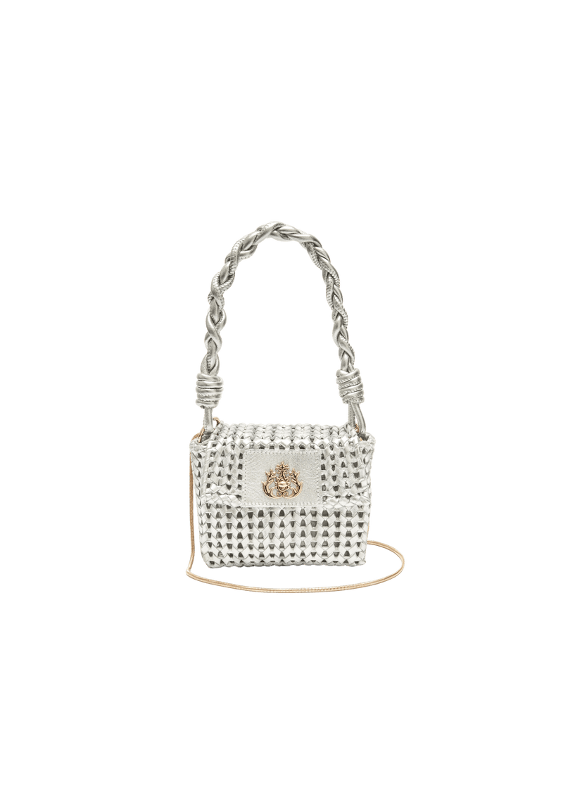 MINI BOLSA EM TRESSE DE COURO NATURAL