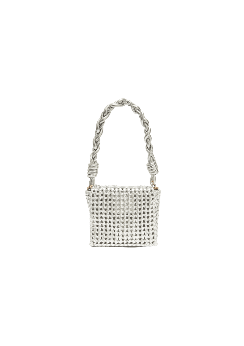 MINI BOLSA EM TRESSE DE COURO NATURAL