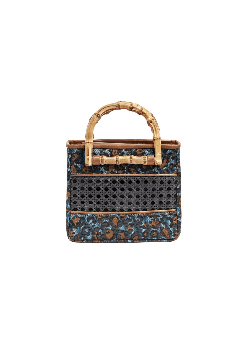 MINI BOLSA TOTE LEOPARDO E BAMBU