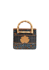 MINI BOLSA TOTE LEOPARDO E BAMBU