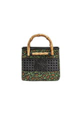 MINI BOLSA TOTE LEOPARDO E BAMBU