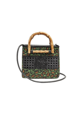 MINI BOLSA TOTE LEOPARDO E BAMBU