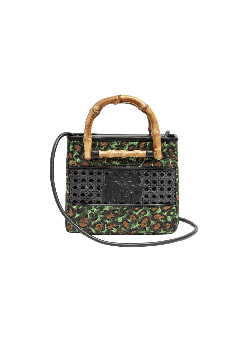 MINI BOLSA TOTE LEOPARDO E BAMBU