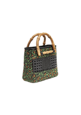 MINI BOLSA TOTE LEOPARDO E BAMBU