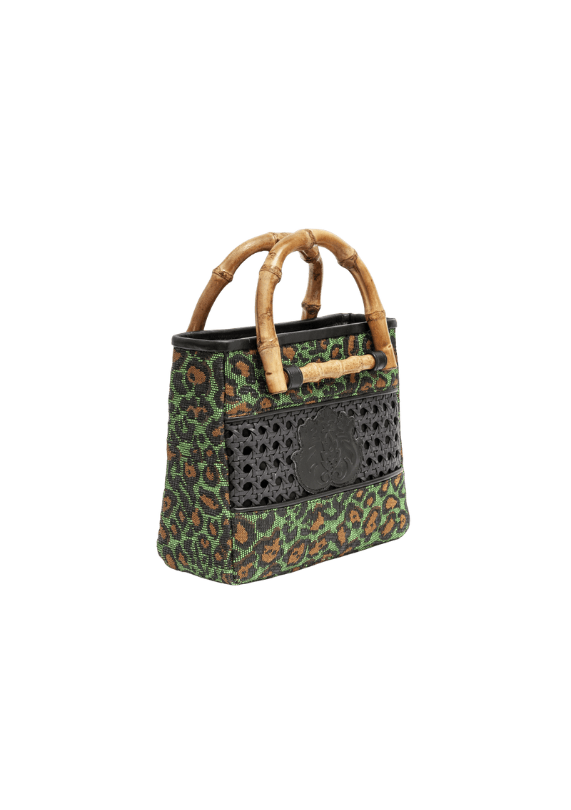 MINI BOLSA TOTE LEOPARDO E BAMBU