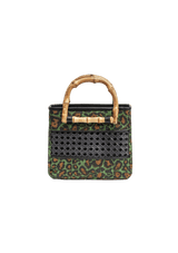 MINI BOLSA TOTE LEOPARDO E BAMBU