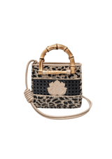 MINI BOLSA TOTE LEOPARDO EM BAMBU