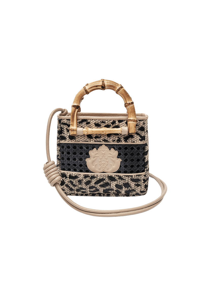 MINI BOLSA TOTE LEOPARDO EM BAMBU