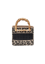 MINI BOLSA TOTE LEOPARDO EM BAMBU