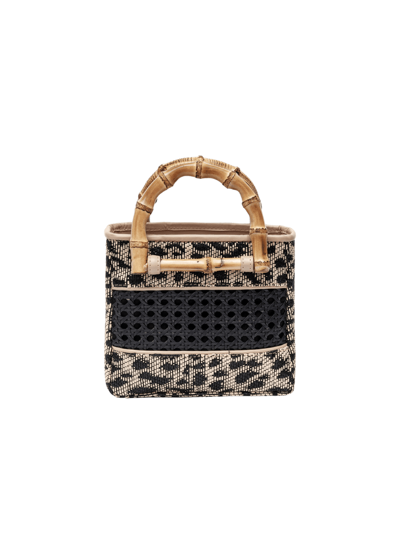 MINI BOLSA TOTE LEOPARDO EM BAMBU