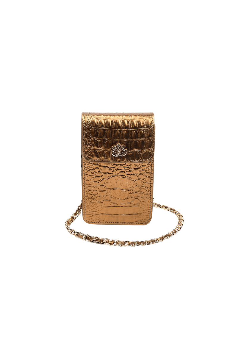 PHONE POUCH COM TAMPA EM COURO