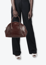 EMBOSSED LEATHER HANDLE BAG