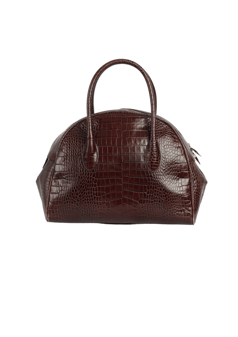 EMBOSSED LEATHER HANDLE BAG