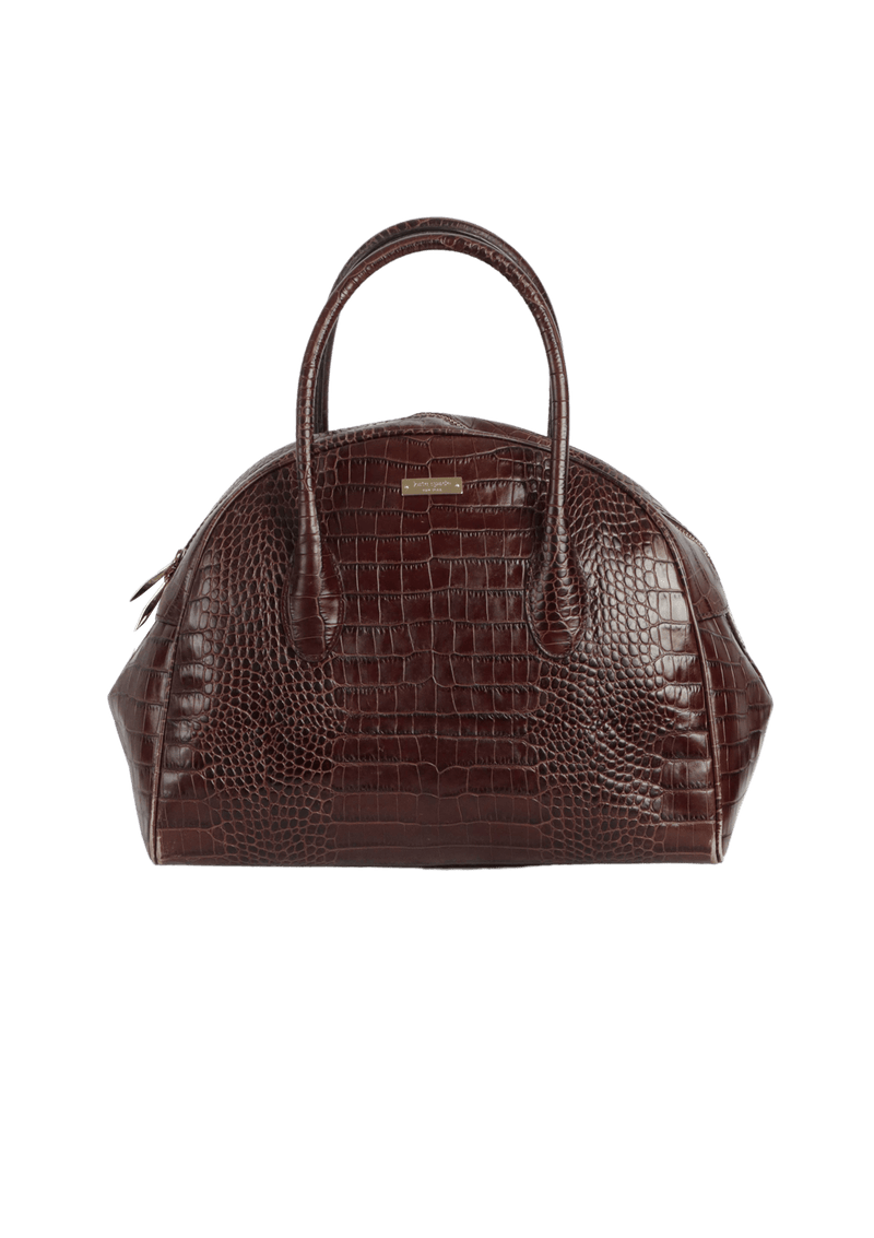 EMBOSSED LEATHER HANDLE BAG