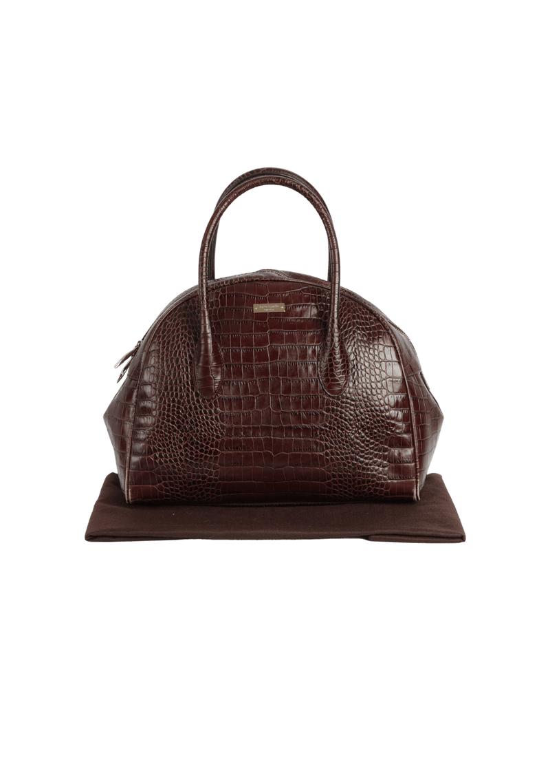 EMBOSSED LEATHER HANDLE BAG