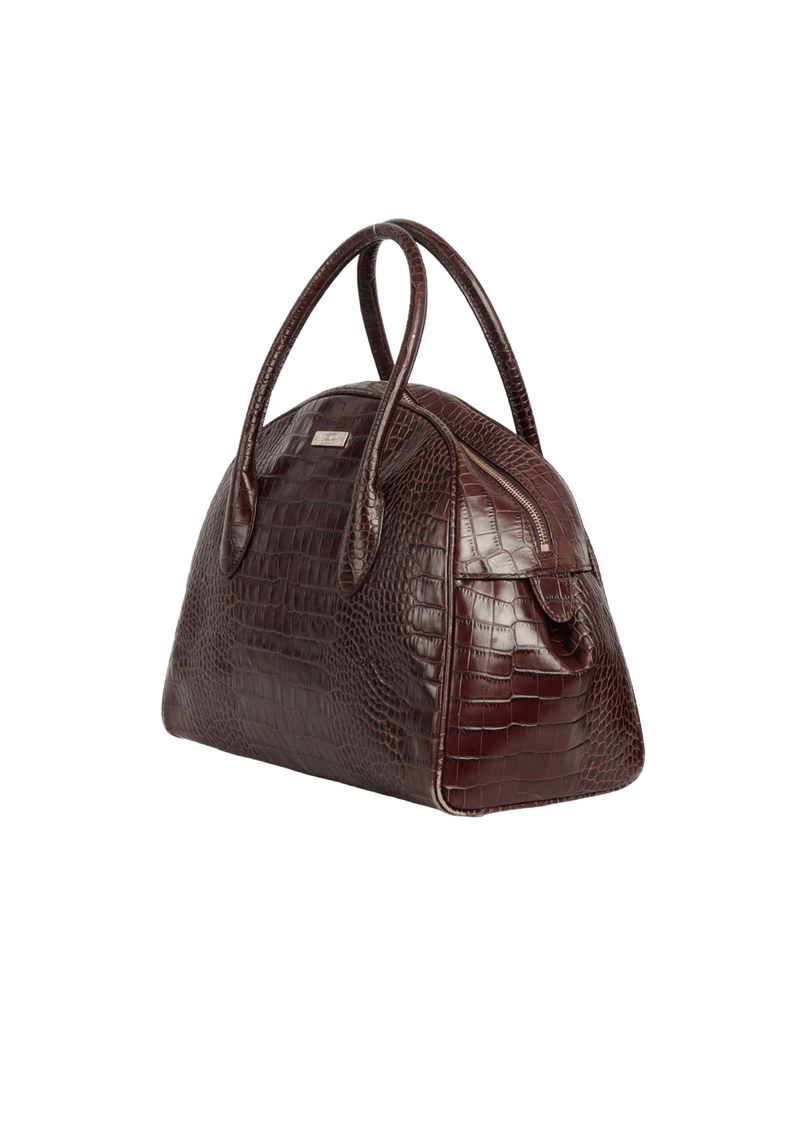 EMBOSSED LEATHER HANDLE BAG