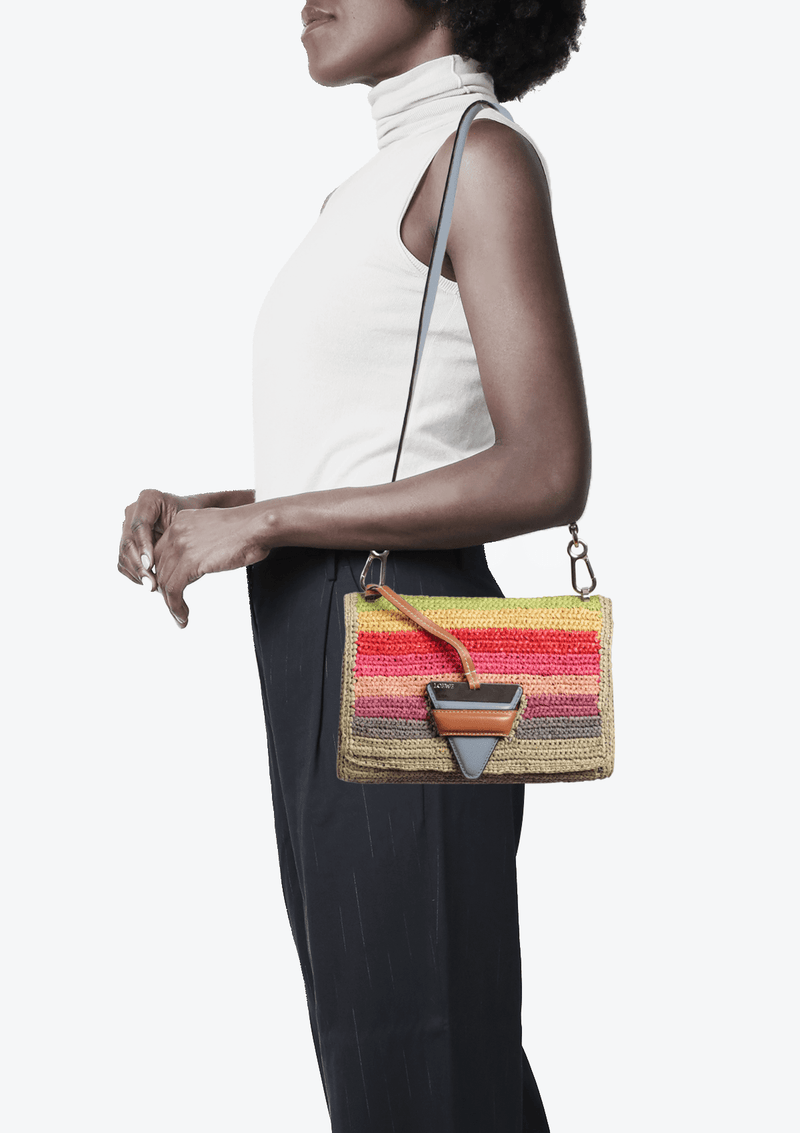 X PAULA'S IBIZA RAFFIA BARCELONA SHOULDER BAG