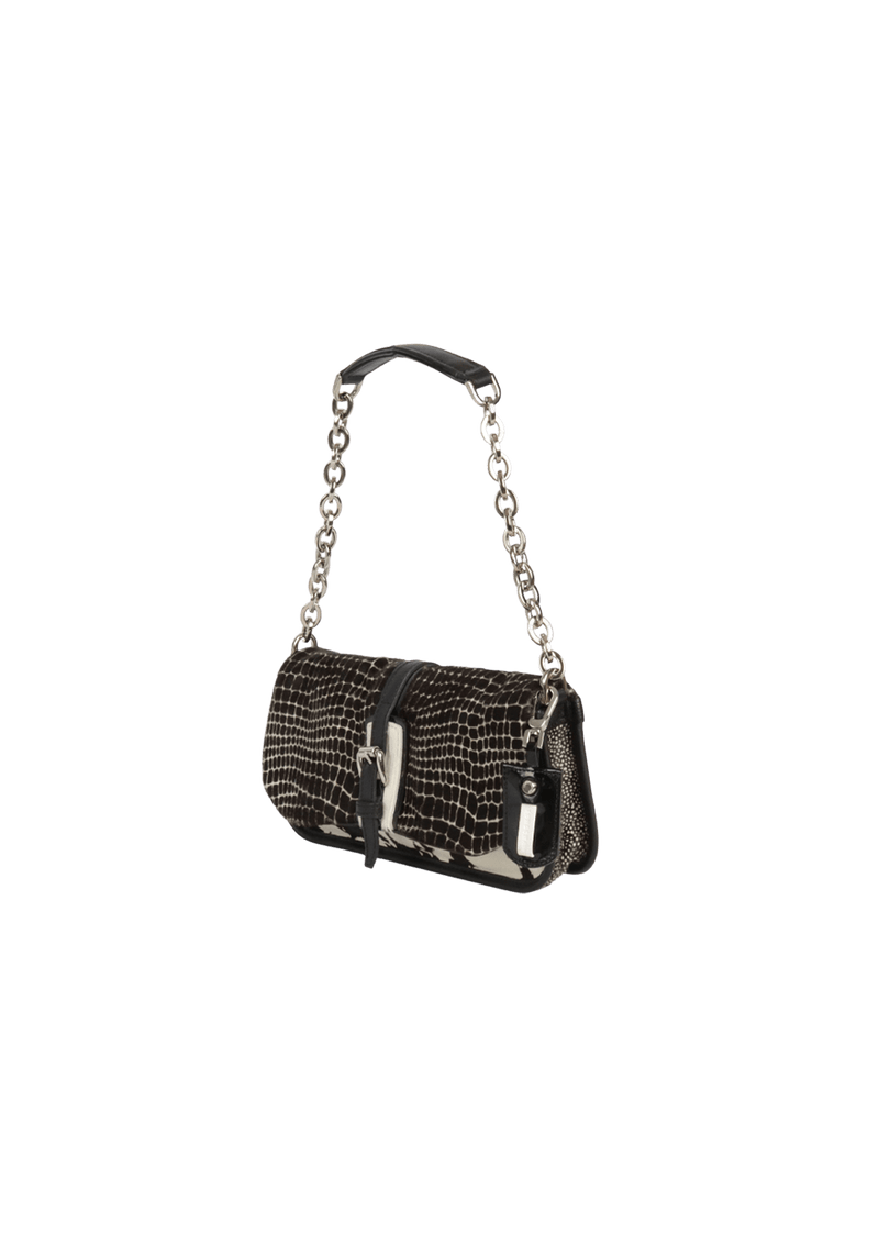 EMBOSSED LEATHER SHOULDER BAG