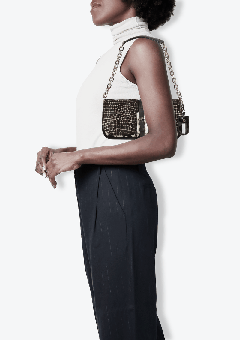 EMBOSSED LEATHER SHOULDER BAG