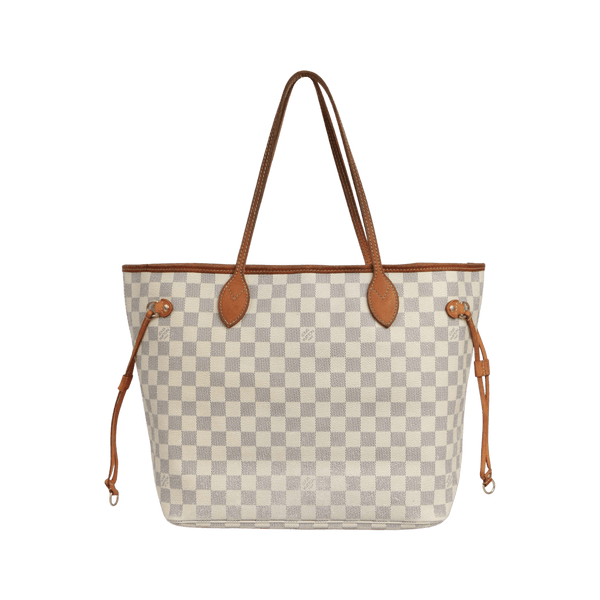 BOLSA LOUIS VUITTON DAMIER AZUR NEVERFULL MM BRANCO ORIGINAL Gringa