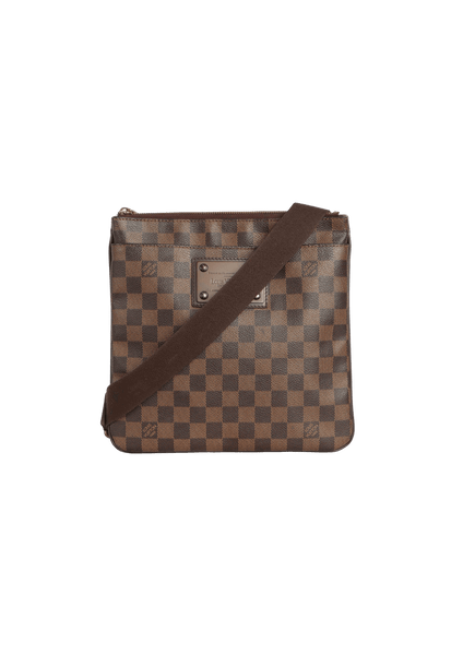 Brown Louis Vuitton Damier Ebene Brooklyn Flat Pochette Crossbody