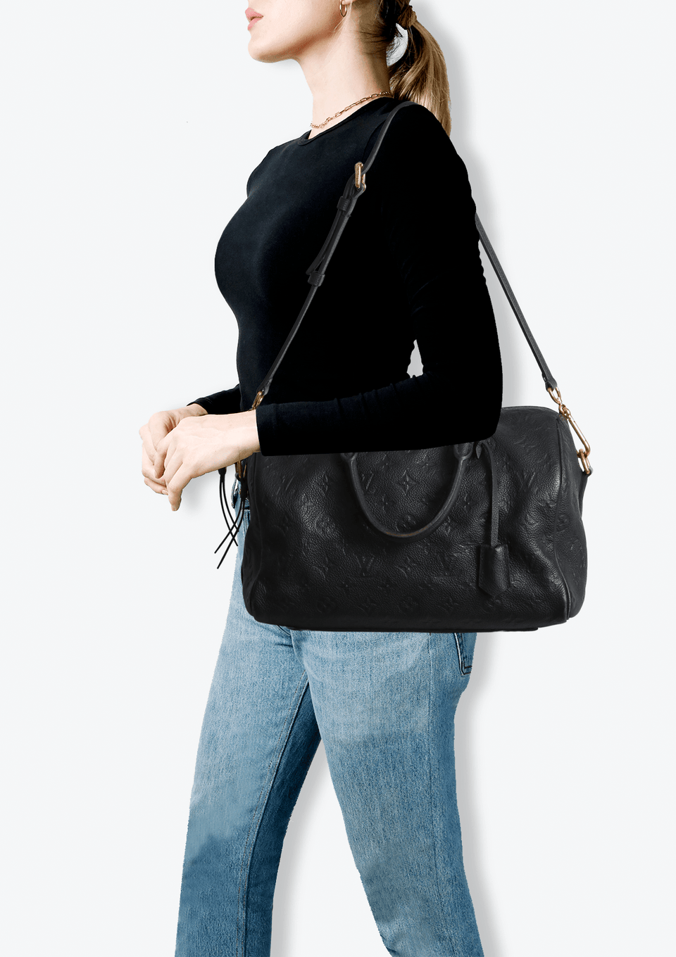 BOLSA LOUIS VUITTON MONOGRAM EMPREINTE SPEEDY 30 BANDOULIÈRE AZUL