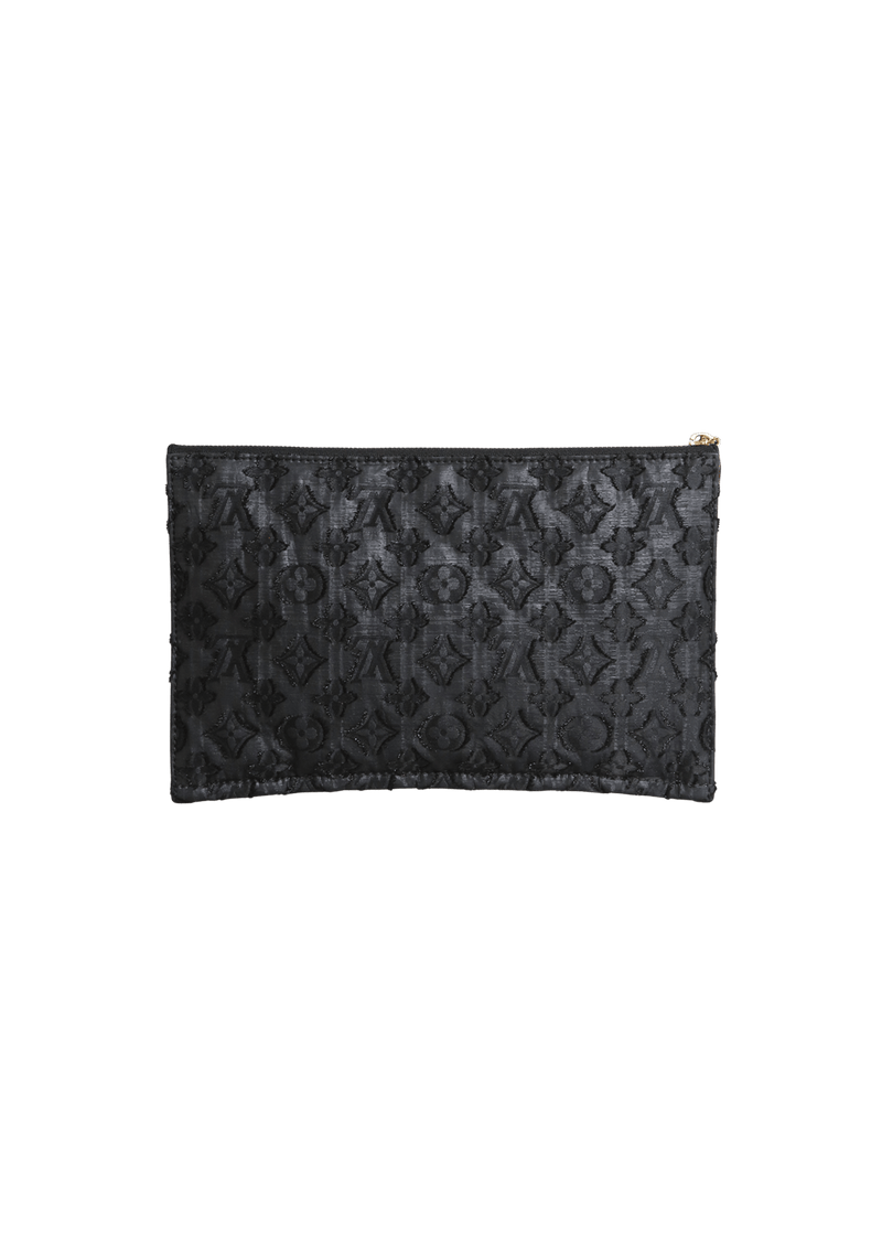 MONOGRAM LUREX NOIR POCHETTE FLAT