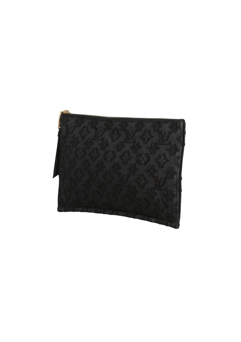 MONOGRAM LUREX NOIR POCHETTE FLAT