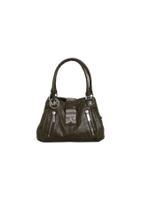 LEATHER TURNLOCK SHOULDER BAG