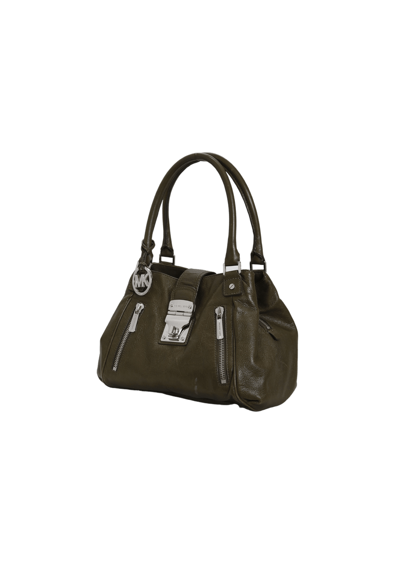 LEATHER TURNLOCK SHOULDER BAG