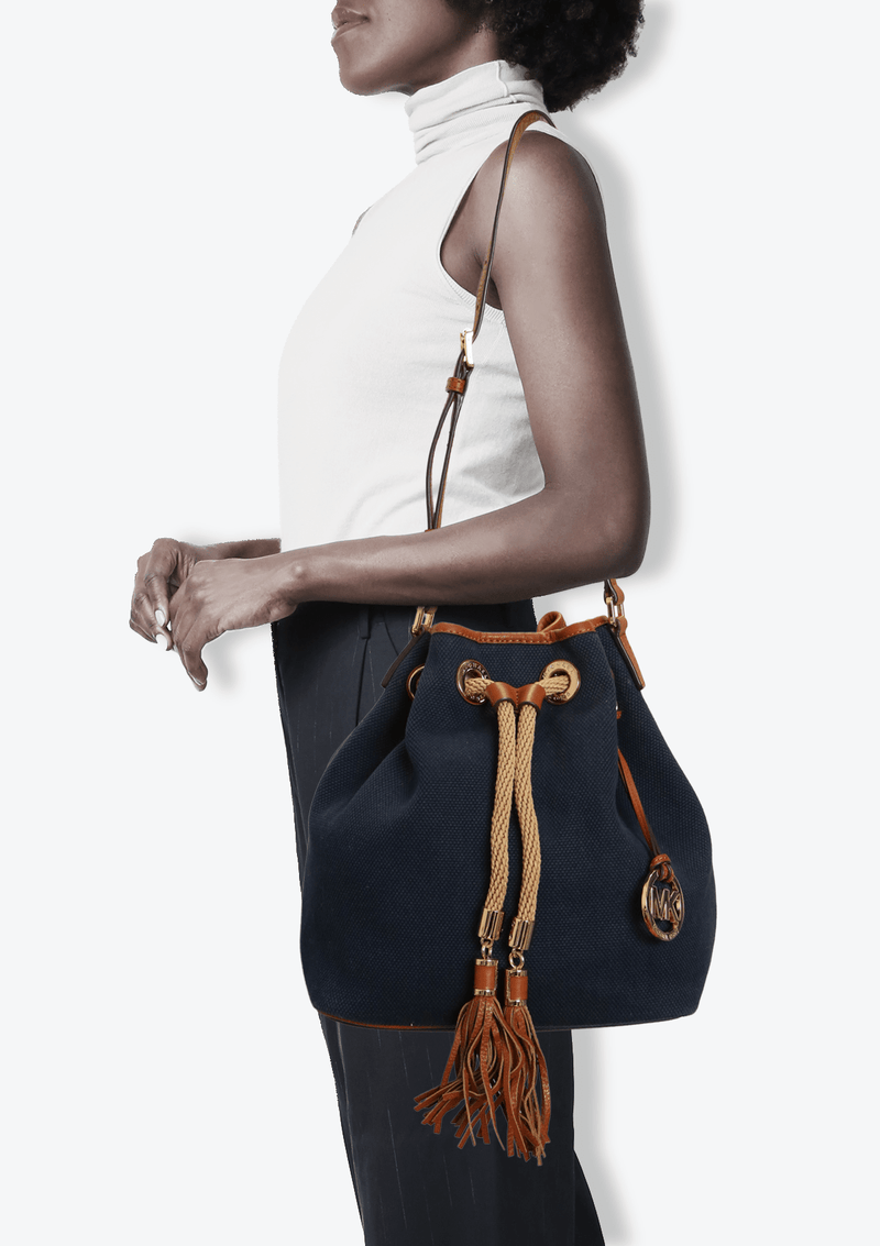 Denim on sale bucket bag