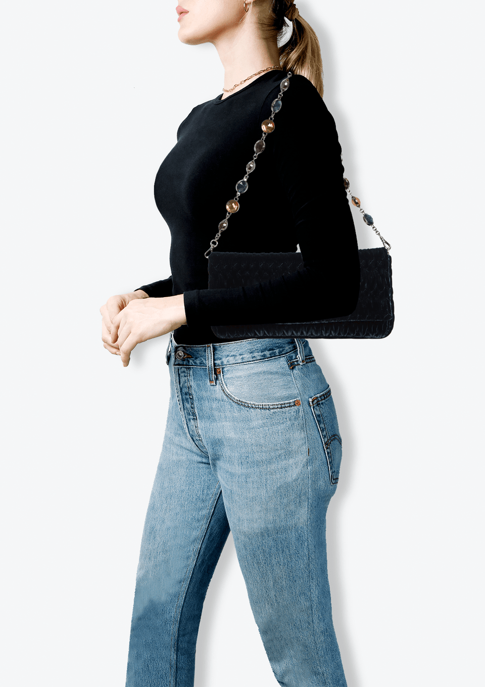 BOLSA MIU MIU LARGE ICONIC CRYSTAL BAG AZUL ORIGINAL – Gringa