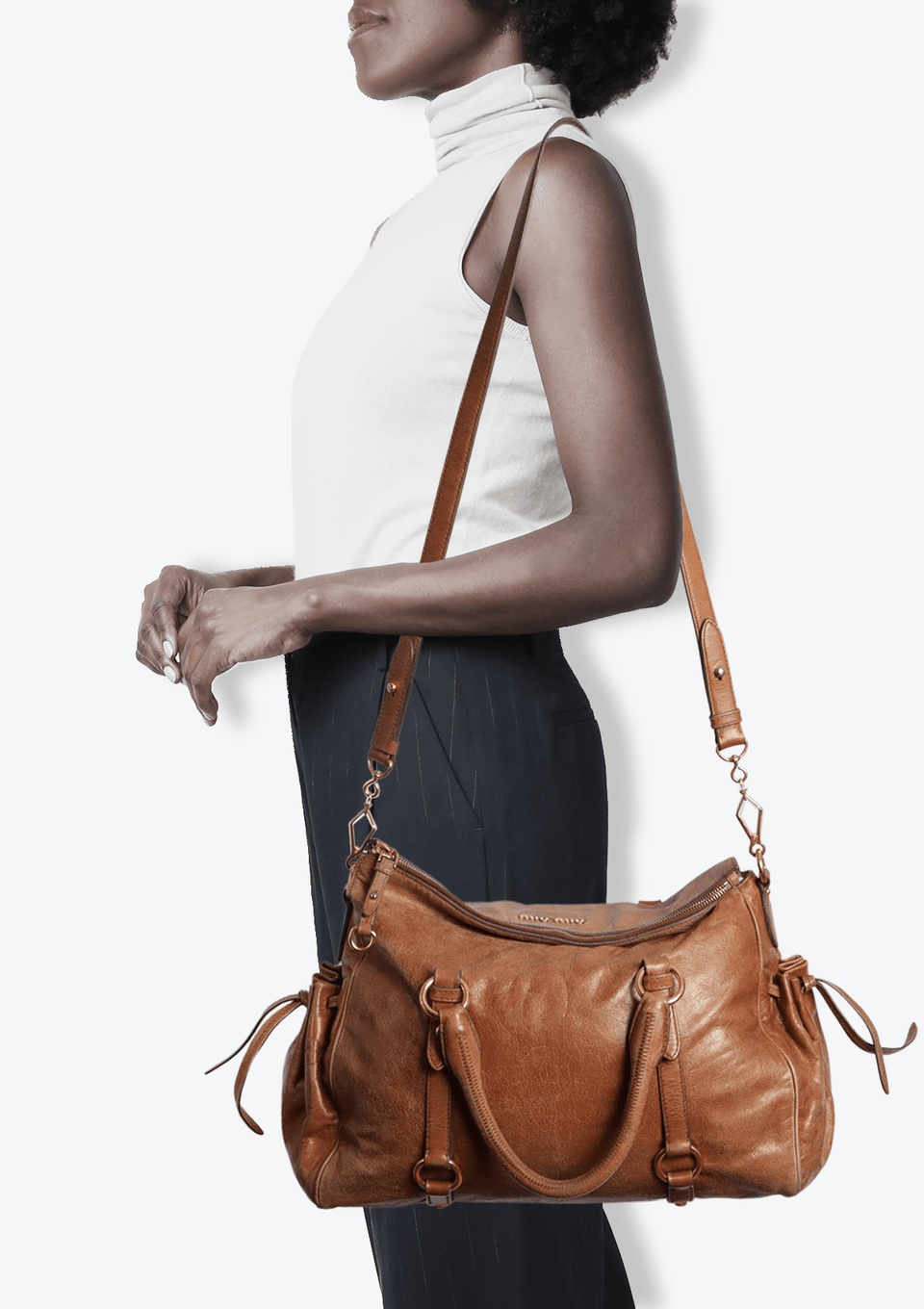 小物 Archive Miu Miu Mouton Gloves Brown Bolsa Tote Miu Miu 2009 Archive Aventure Marrom - GAJ47 Original