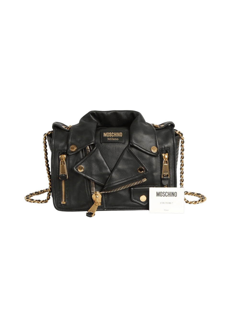 BOLSA MOSCHINO MACRO BIKER JACKET BAG PRETO ORIGINAL – Gringa