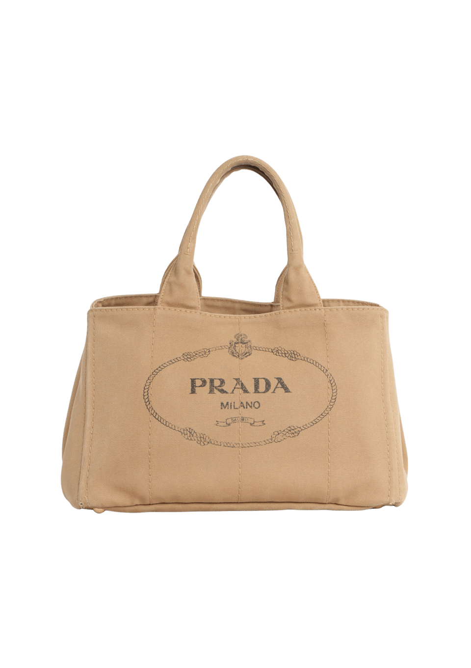 BOLSA PRADA CANAPA LOGO TOTE BEGE ORIGINAL – Gringa