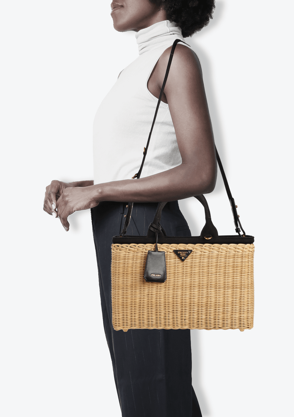 Canvas Tote Bag Prada Woven Rattan Clutch BOLSA PRADA CANAPA