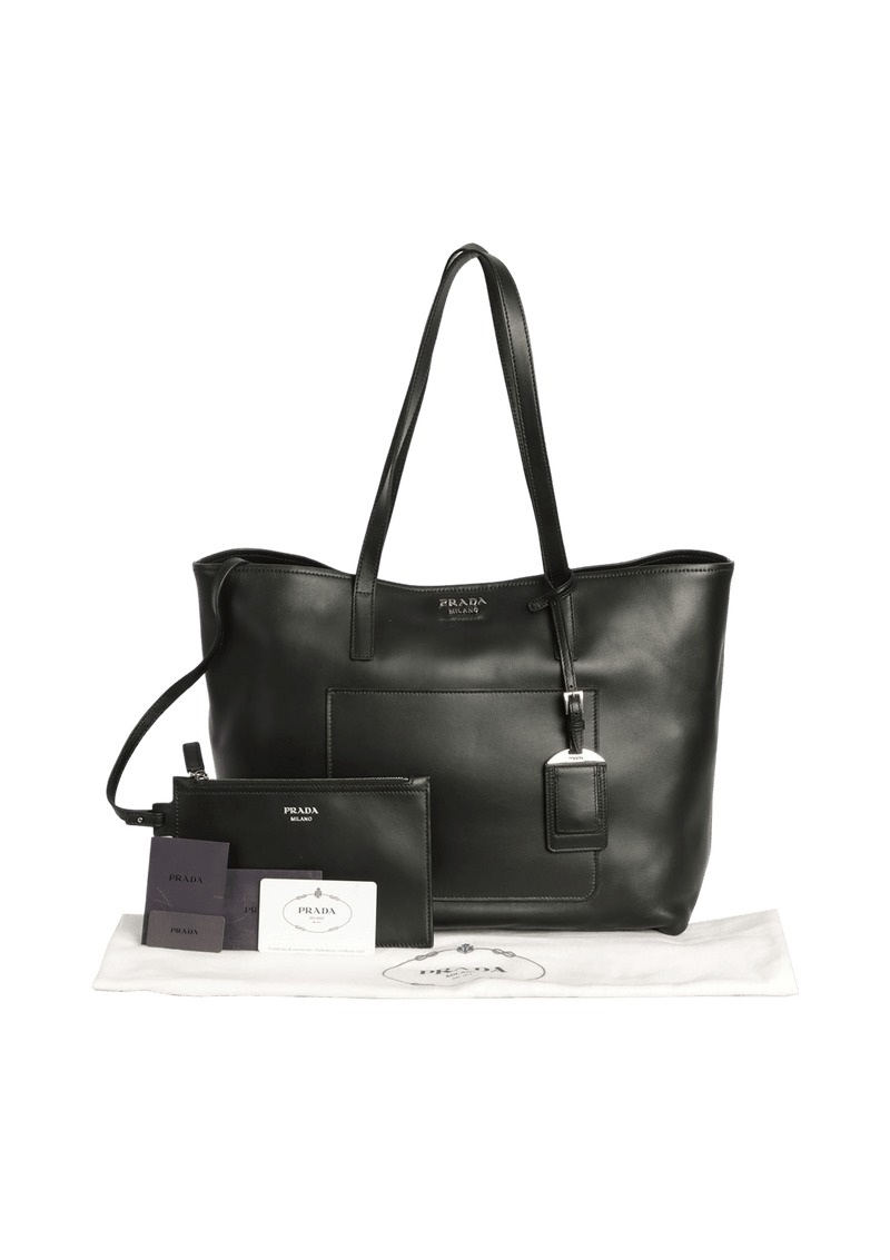 CITY CALF FRONT POCKET SHOPPING TOTE