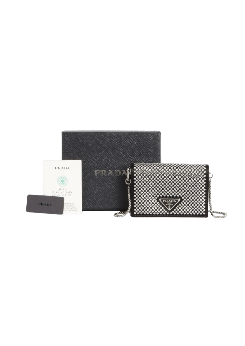 CRYSTAL CARD HOLDER CHAIN BAG