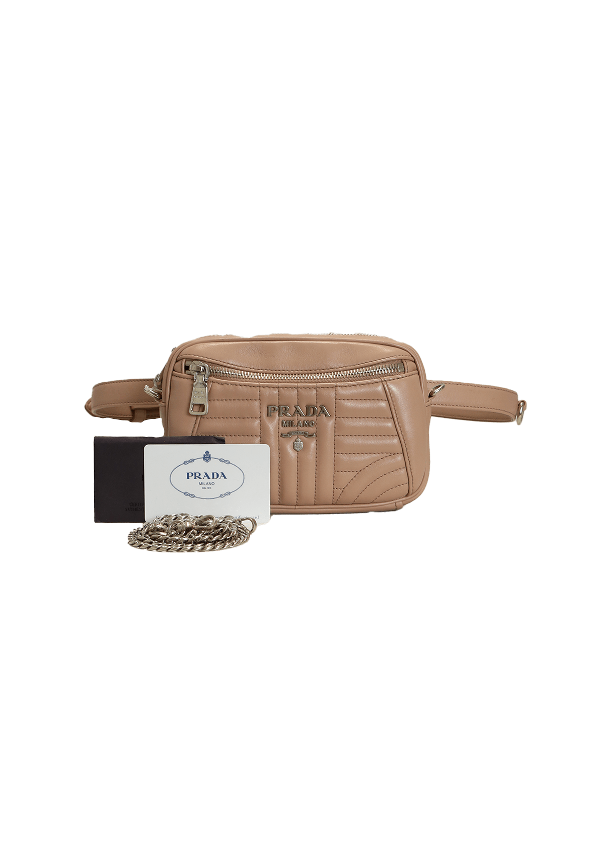 BOLSA PRADA DIAGRAMME CONVERTIBLE BELT BAG ROSA ORIGINAL Gringa