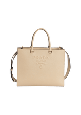 EMBOSSED SAFFIANO LOGO TOTE