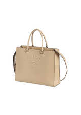 EMBOSSED SAFFIANO LOGO TOTE