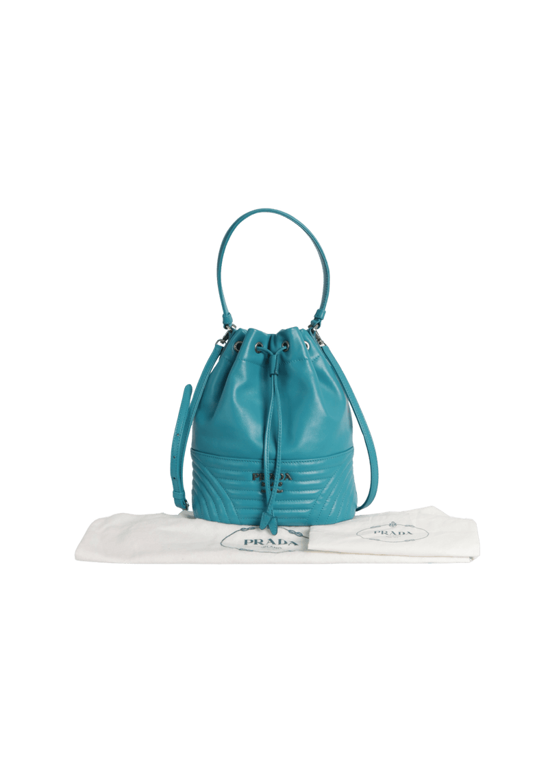 BOLSA PRADA IMPUNTURE DIAGRAMME BUCKET BAG AZUL ORIGINAL Gringa