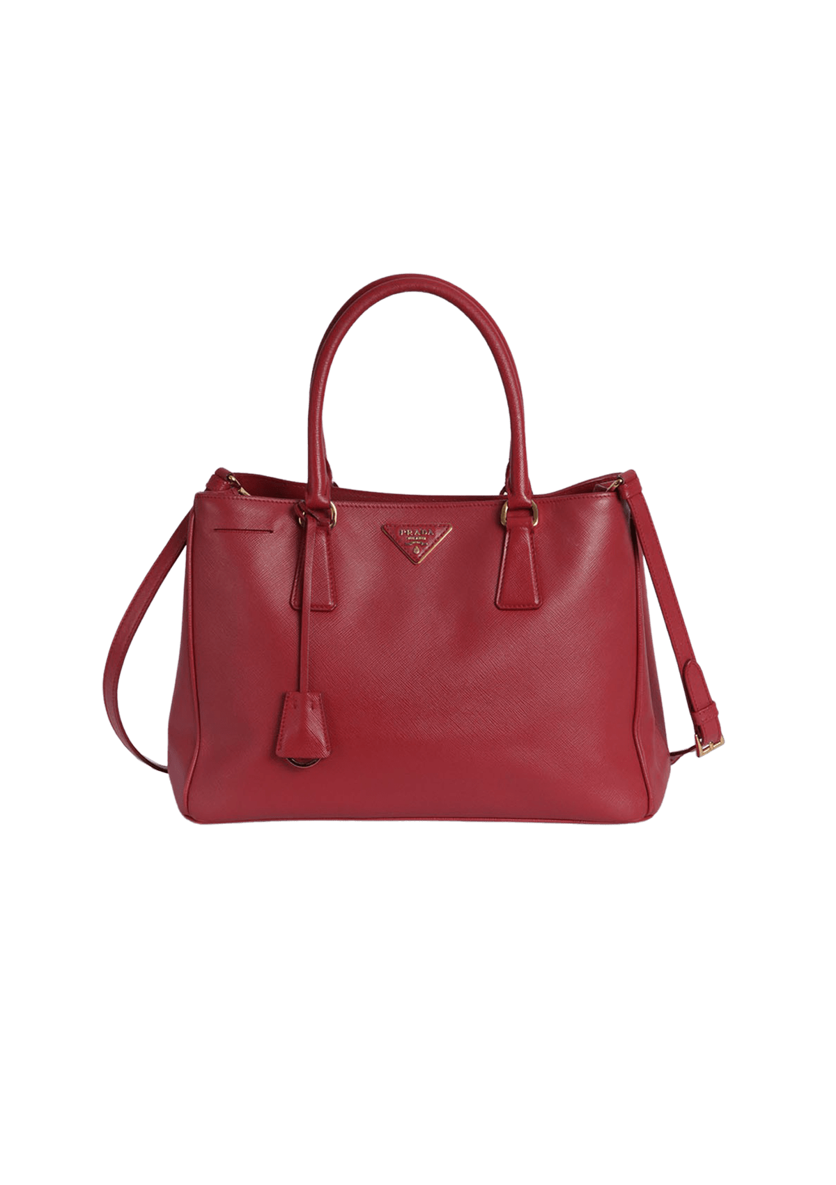 BOLSA PRADA MEDIUM SAFFIANO LUX DOUBLE ZIP GALLERIA VERMELHO