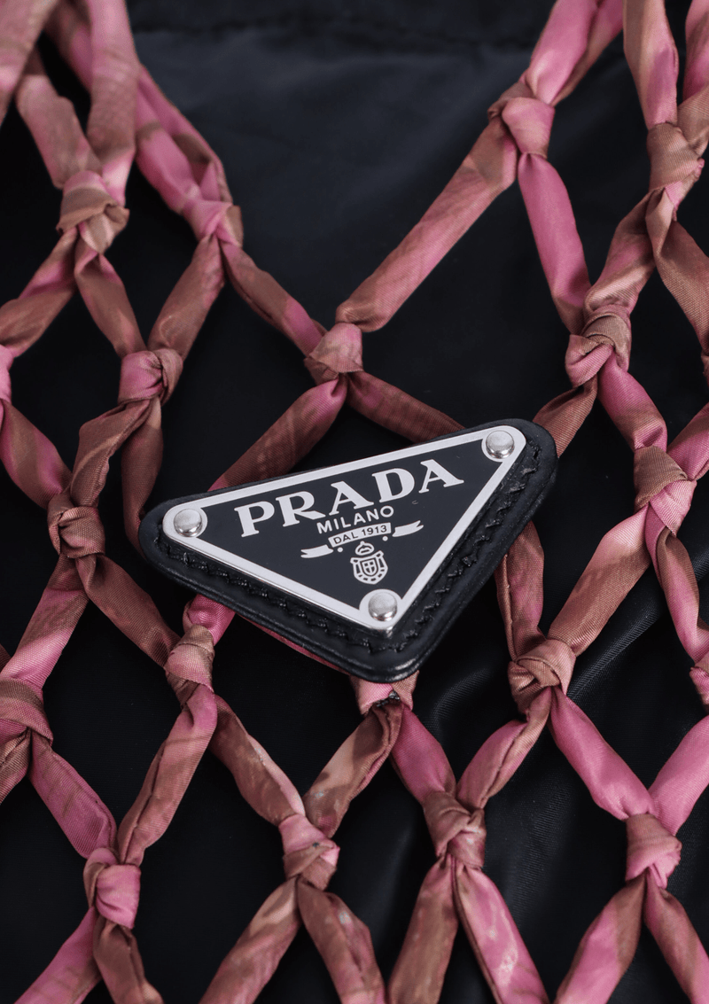 BOLSA PRADA MESH DRAWSTRING BAG ROSA ORIGINAL Gringa