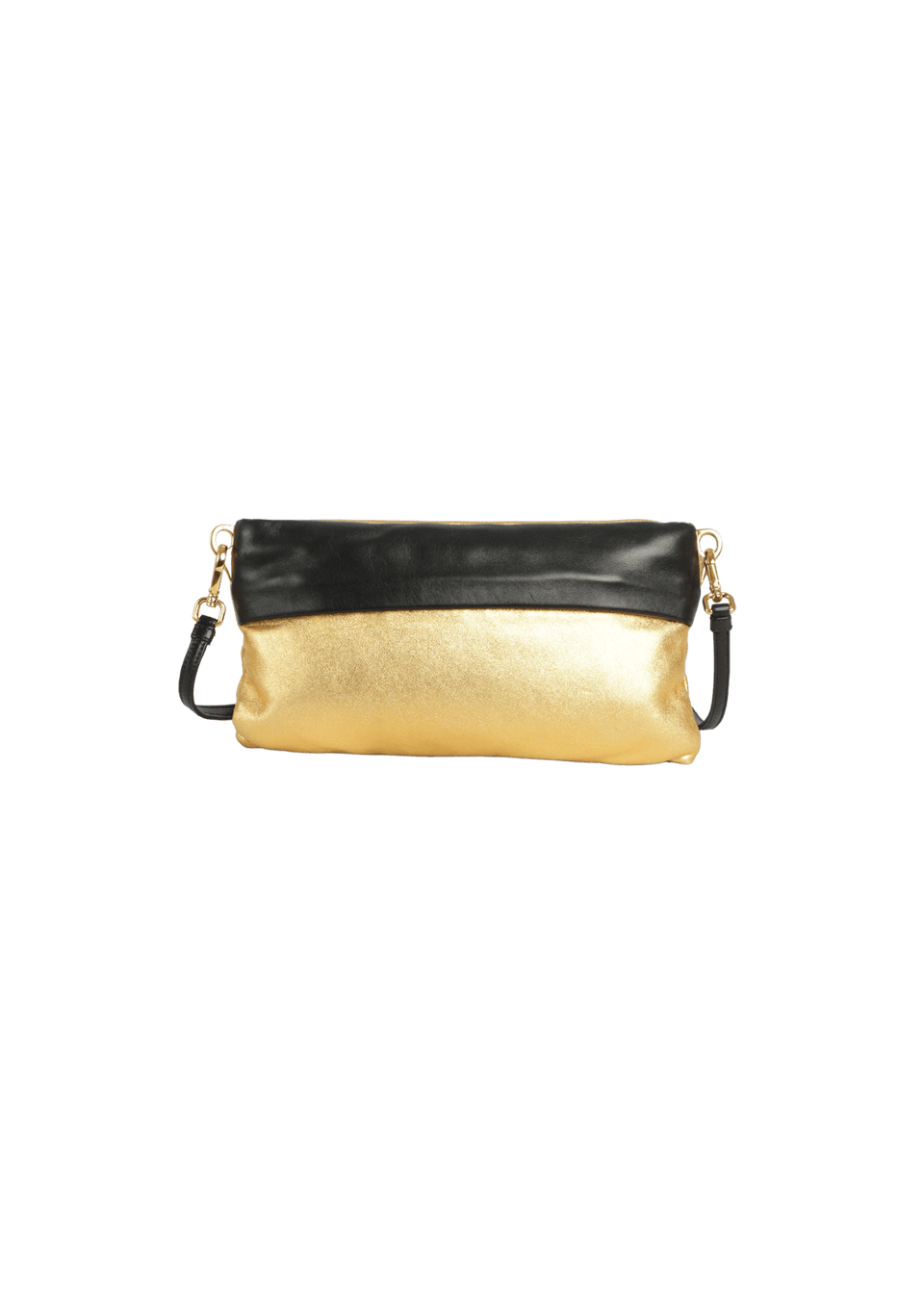 BOLSA PRADA METALLIC ZIP CLUTCH DOURADO ORIGINAL – Gringa