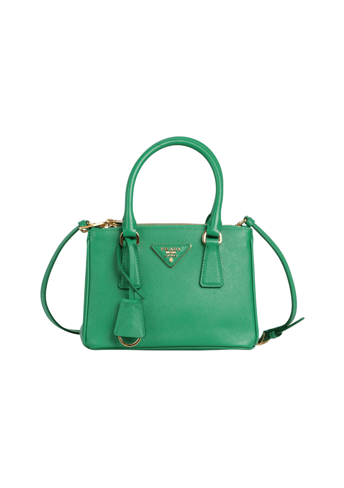 BOLSA PRADA MINI SAFFIANO LUX DOUBLE ZIP GALLERIA VERDE ORIGINAL