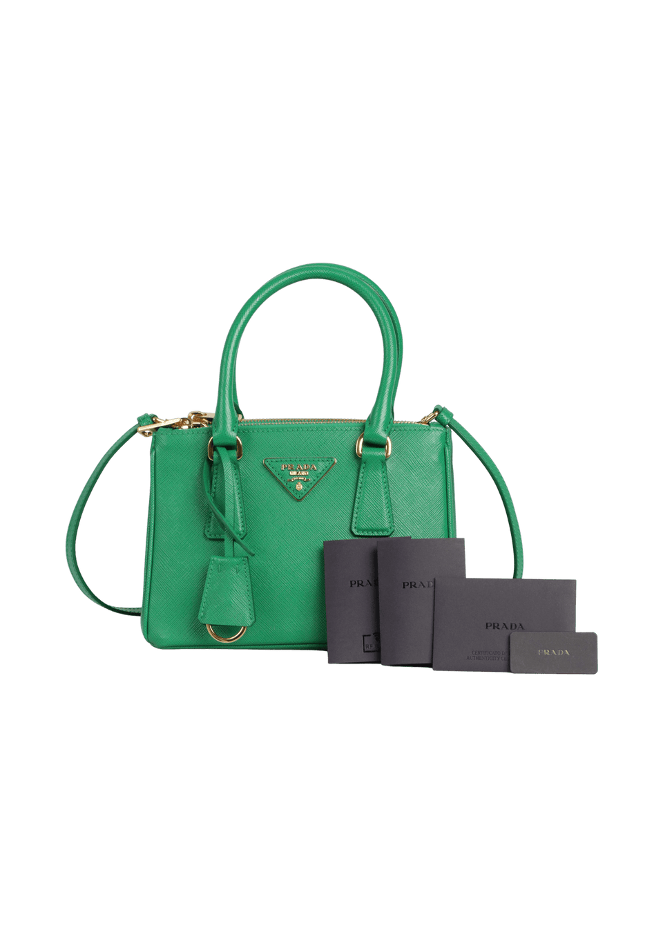 BOLSA PRADA MINI SAFFIANO LUX DOUBLE ZIP GALLERIA VERDE ORIGINAL