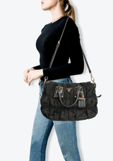 NYLON GAUFRE SATCHEL