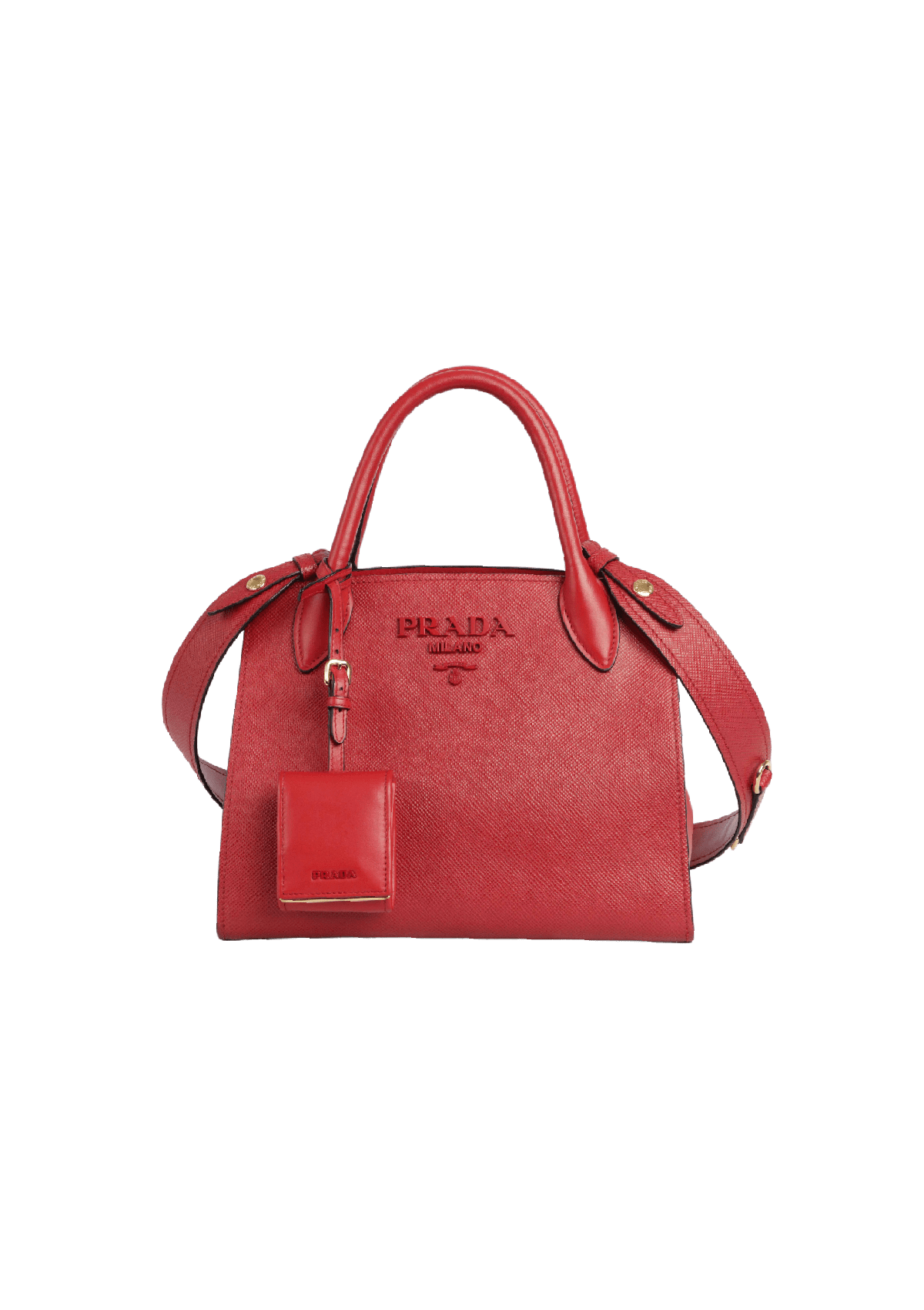 BOLSA PRADA SAFFIANO CUIR CITY CALF MONOCHROME VERMELHA ORIGINAL