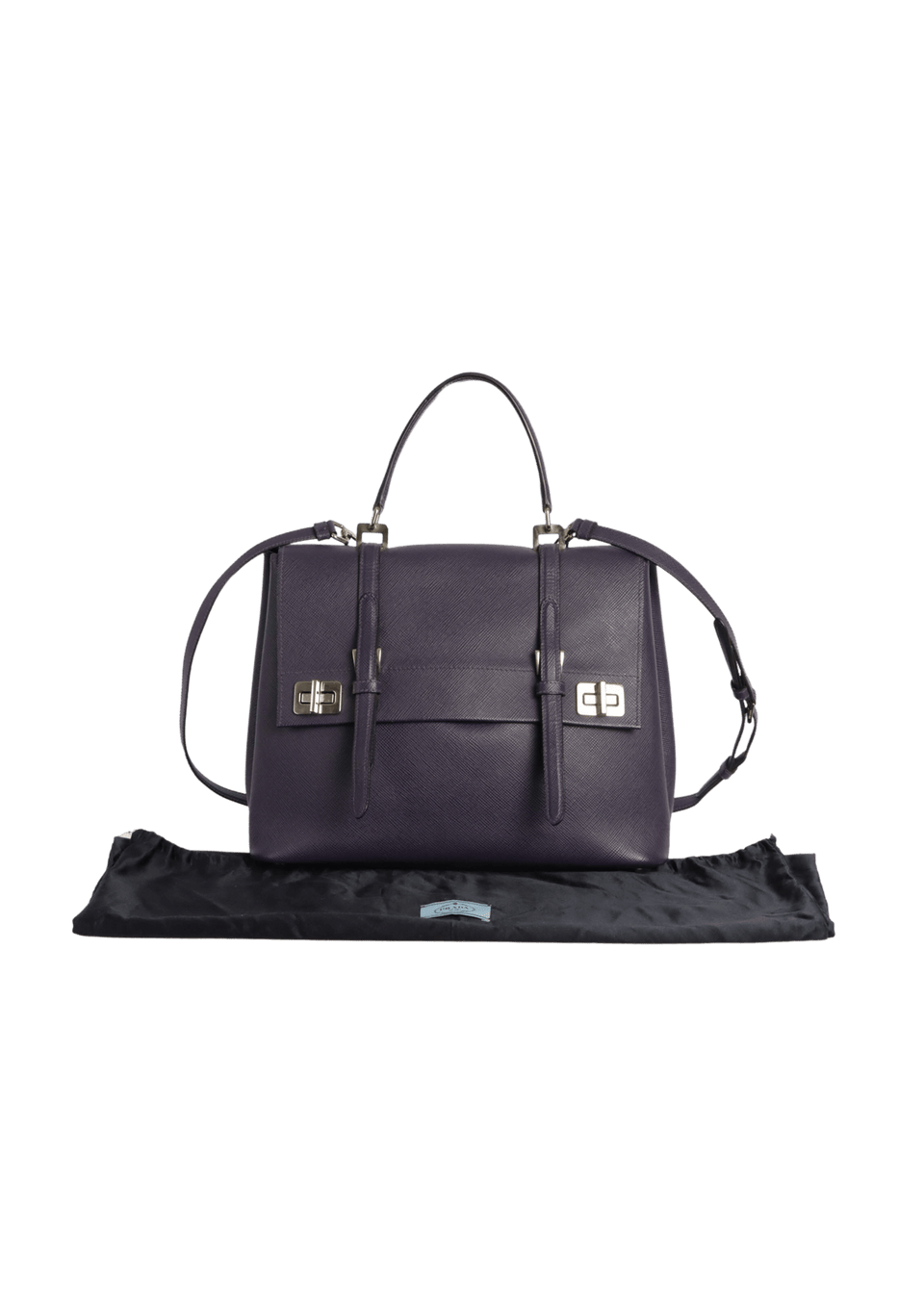 BOLSA PRADA SAFFIANO DOUBLE TURN-LOCK BAG ROXO ORIGINAL – Gringa